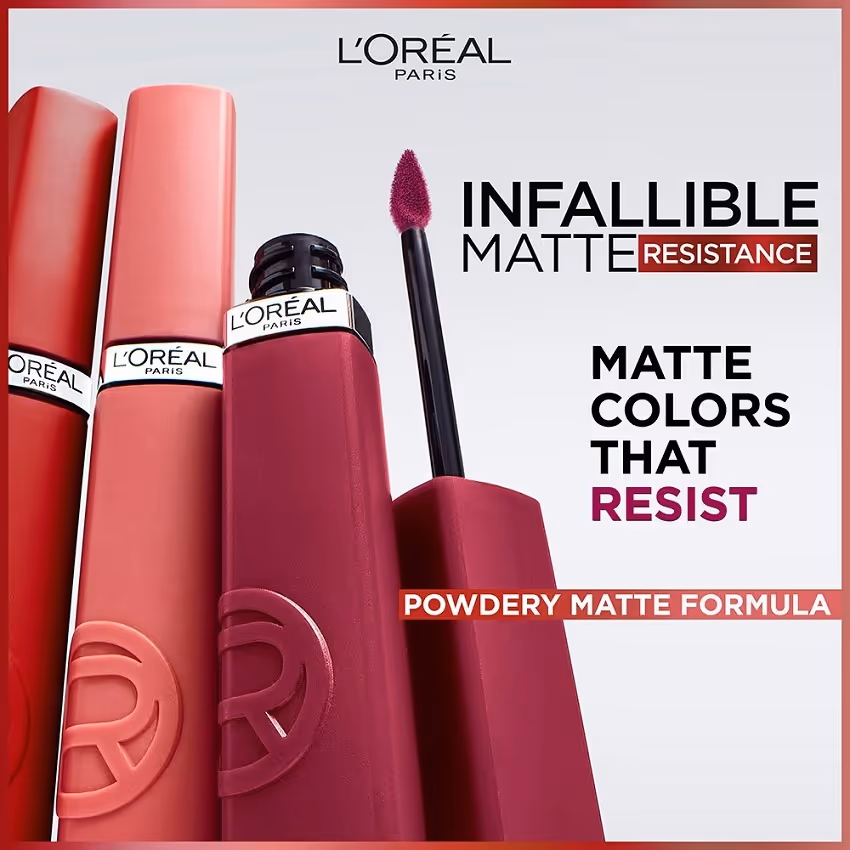 رژ لب مایع مات لورال loreal infallible matte