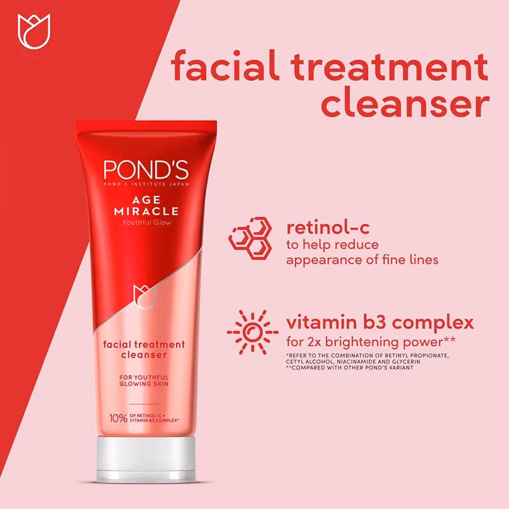 فوم شوینده ضدچروک صورت پوندز ایج میراکل ponds