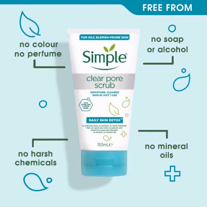 اسکراب صورت سم زدای سیمپل simple clear pore