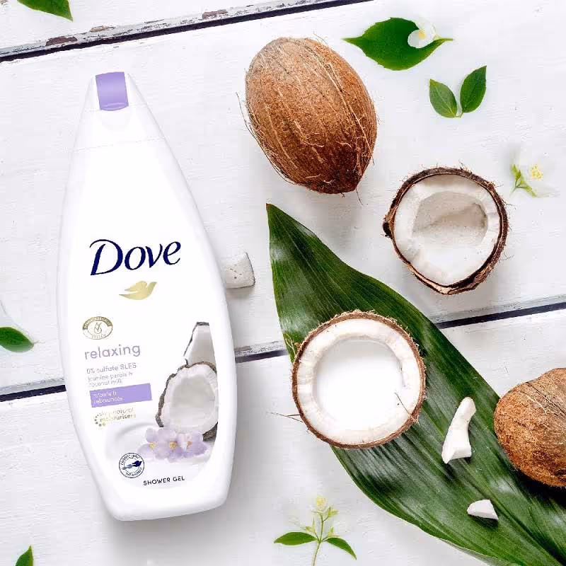 شامپو بدن گل یاس شیر نارگیل داو dove relaxing