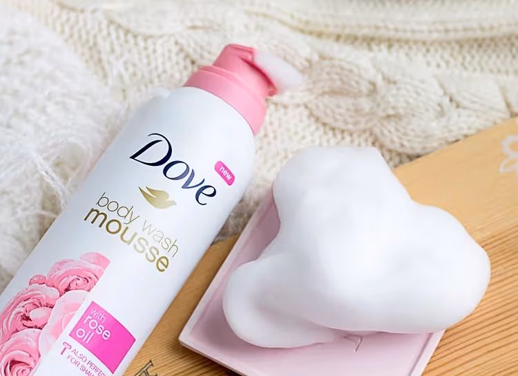 موس حمام و شیو گل رز داو dove shower mousse