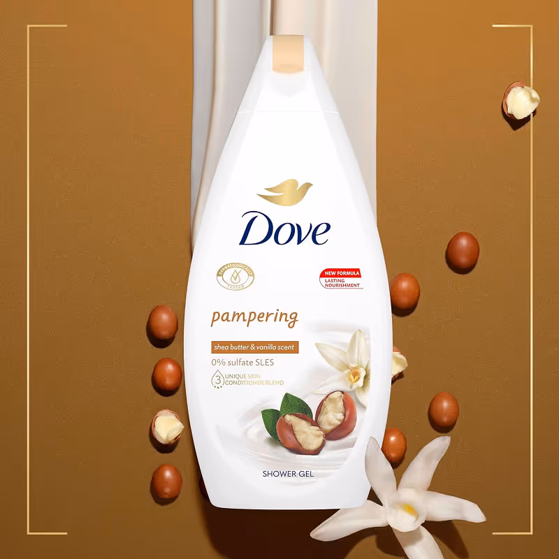 شامپو بدن شی باتر و وانیل داو dove pampering