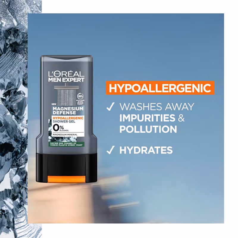 ژل دوش لورال منیزیوم دیفنس loreal magnesium
