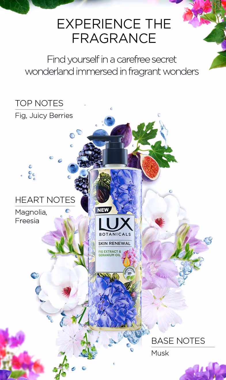 ژل دوش انجیر گل شمعدانی لوکس lux skin