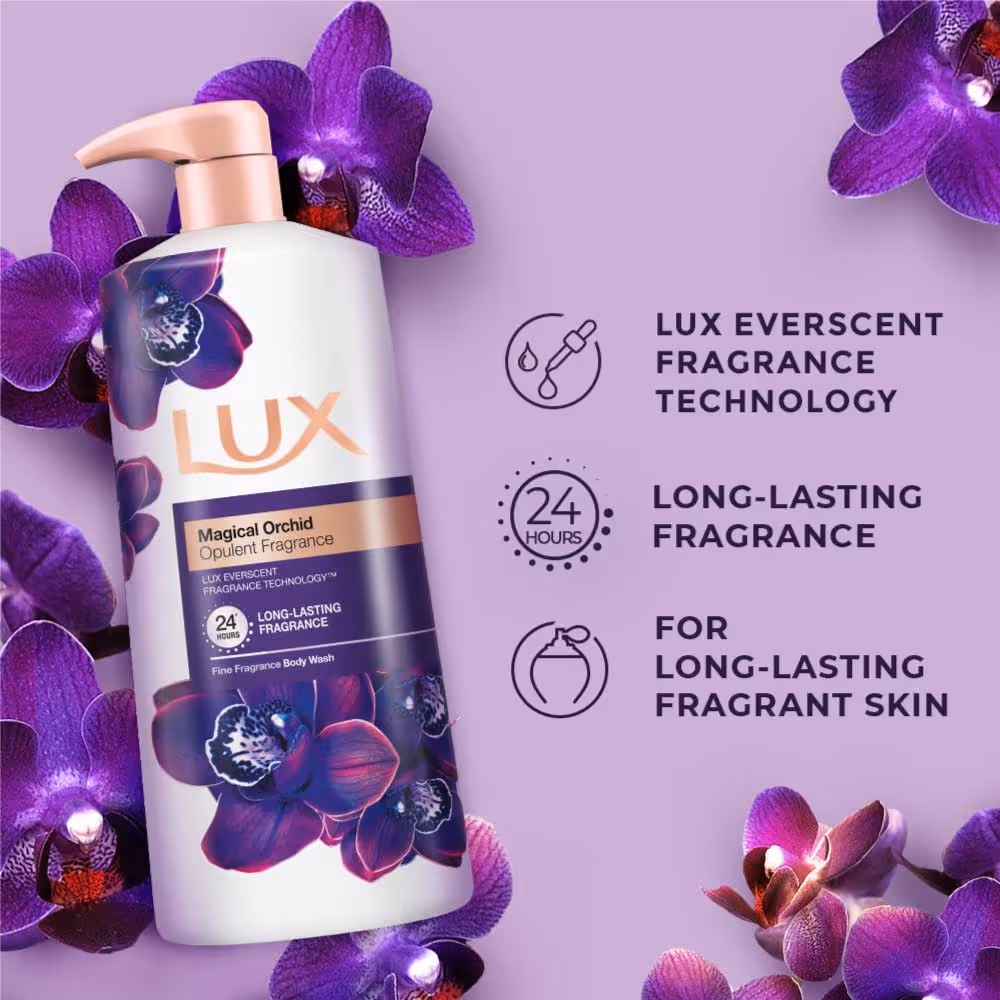 شامپو بدن لوکس رایحه گل ارکیده lux magical