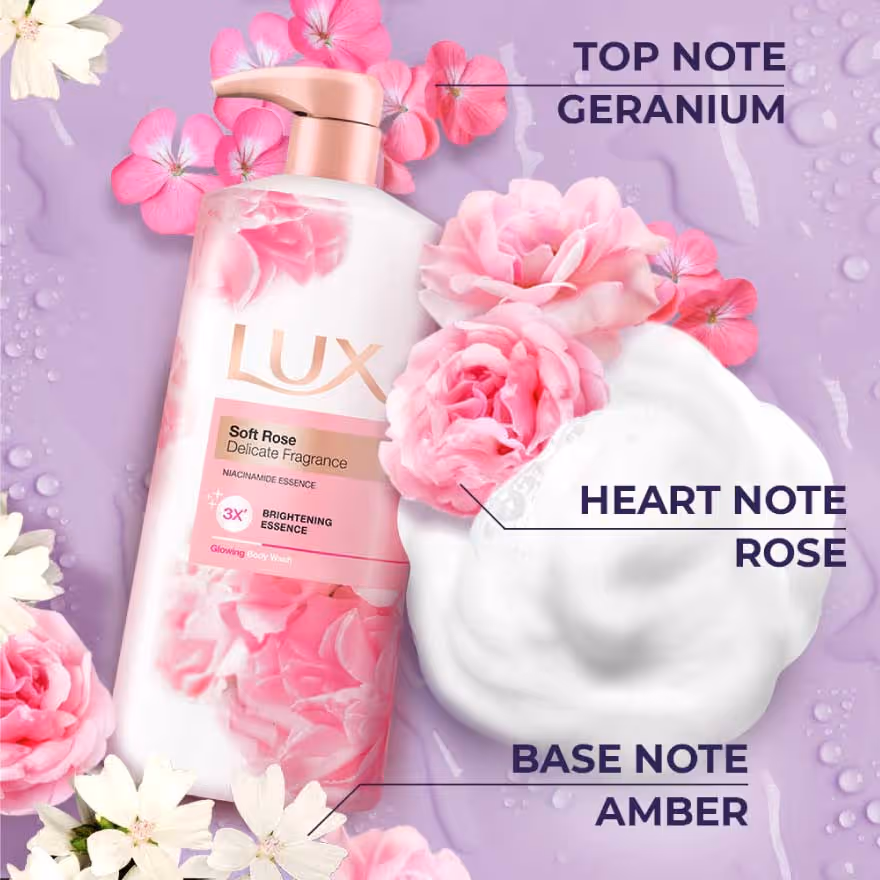 شامپو بدن گل رز لوکس lux rosa effetto seta