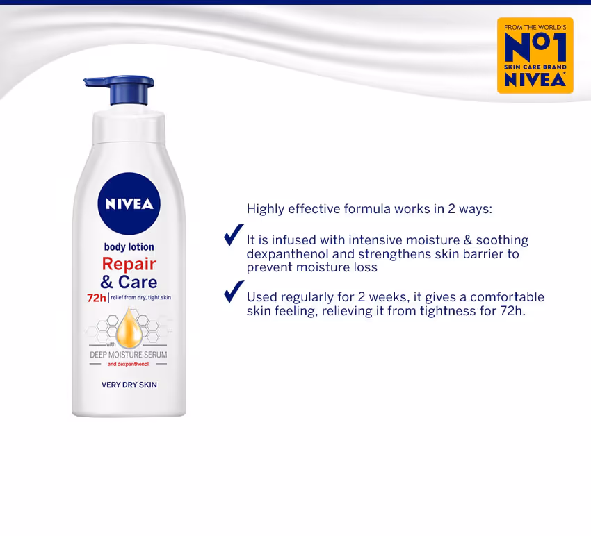 لوسیون بدن ترمیم کننده نیوا nivea repair and