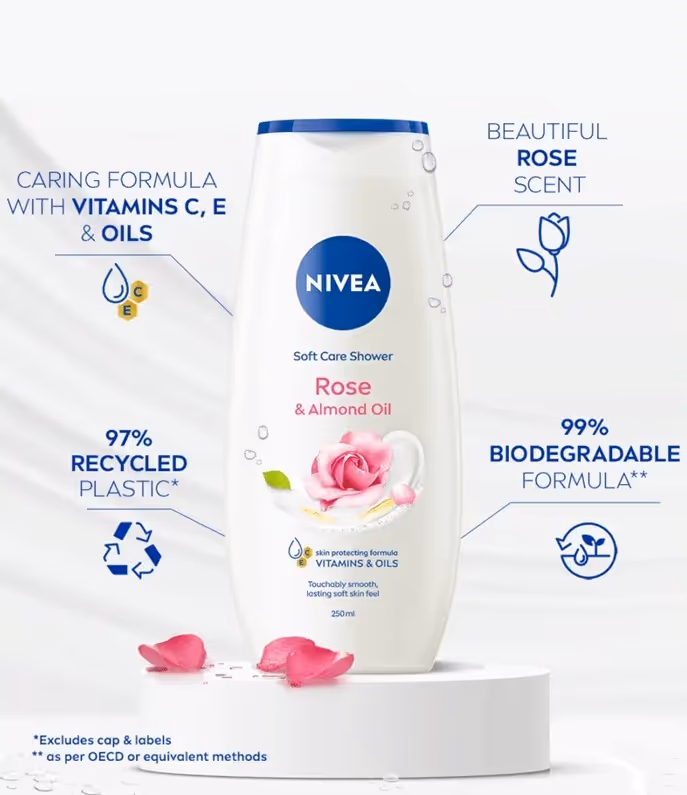 شامپو بدن گل رز بادام نیوا nivea rose