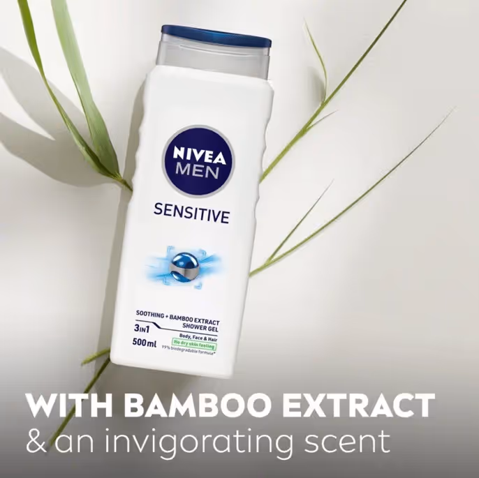 ژل دوش پوست حساس آقایان نیوا nivea men