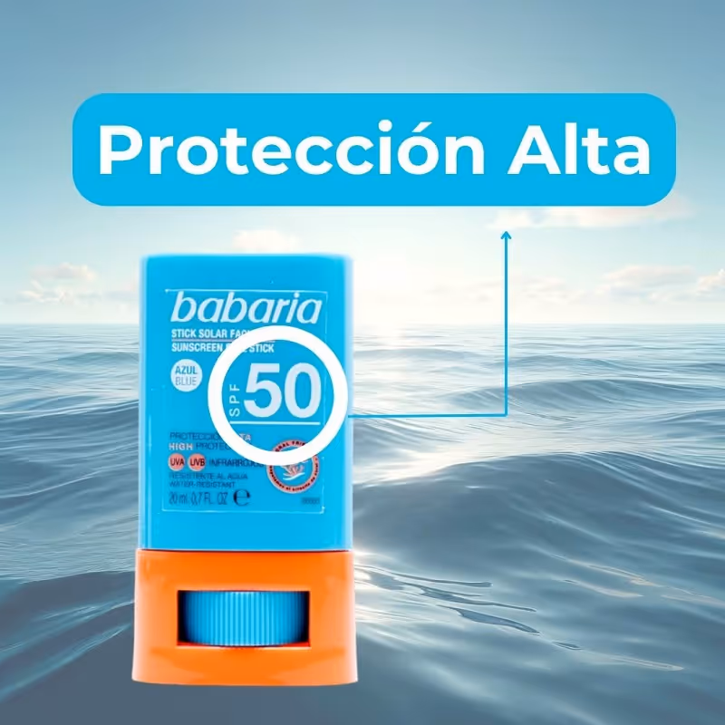 استیک ضدآفتاب باباریا رنگ آبی babaria spf50