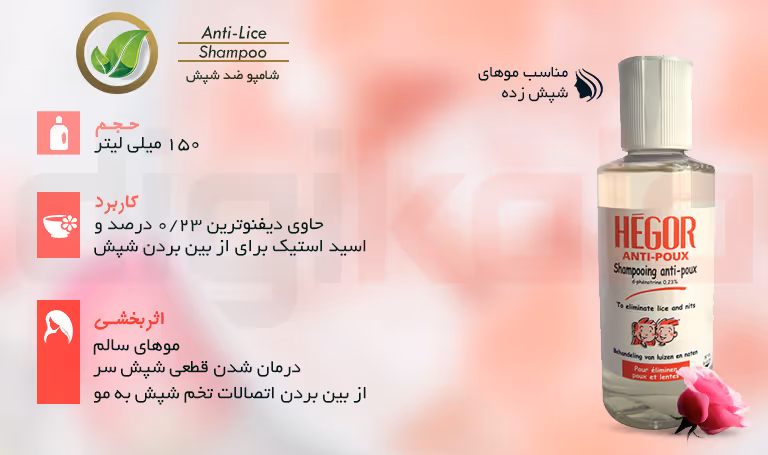 شامپو آنتی لیس ضد شپش هگور