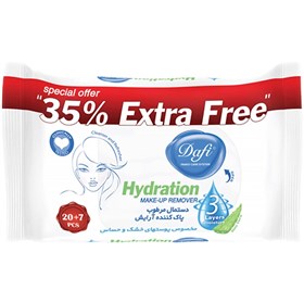 دستمال مرطوب پاک کننده آرایش دافی Dafi Hydration بسته 27 عددی