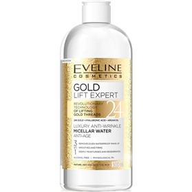 میسلار واتر پاک کننده آرایش و ضدپیری طلای اولاین گلد لیفت Eveline Gold حجم 500 میلی لیتر