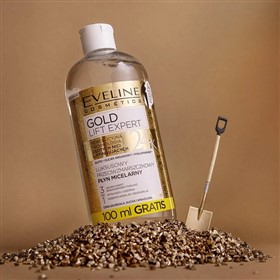 میسلار واتر پاک کننده آرایش و ضدپیری طلای اولاین گلد لیفت Eveline Gold حجم 500 میلی لیتر