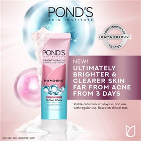 فوم شوینده ضدجوش و روشن کننده صورت پوندز نیاسورسینول Ponds Thymo-BHA وزن 100 گرم