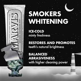 خمیردندان سفیدکننده دندان سیگاری مارویس Marvis Smokers Whitening Mint حجم 85 میلی لیتر