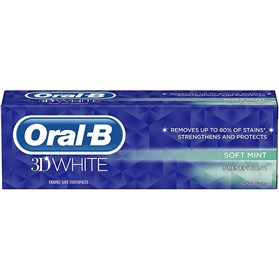 خمیردندان سفیدکننده اورال بی تری دی وایت Oral B 3D White Soft Mint حجم 75 میلی لیتر