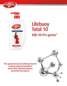شامپو بدن آنتی باکتریال لایف بوی توتال Lifebuoy Total 10 حجم 500 میلی لیتر