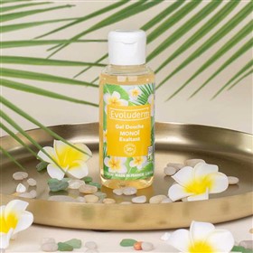 ژل دوش گل یاس و نارگیل مونوی اولودرم Evoluderm Monoi Exaltant حجم 100 میلی لیتر