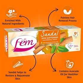 کرم موبر بدن پوست نرمال و خشک فم Fem Sandal Softening وزن 120 گرم