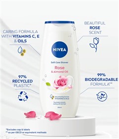 شامپو بدن گل رز و بادام نیوا Nivea Rose حجم 250 میلی لیتر