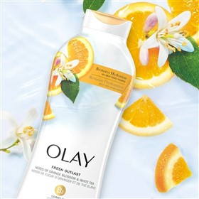 شامپو بدن روشن کننده شکوفه پرتقال و چای سفید اولی Olay Orange Blossom White Tea حجم 650 میلی لیتر