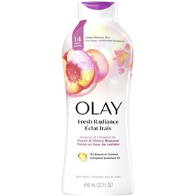 شامپو بدن روشن کننده هلو و شکوفه گیلاس اولی Olay Peach Cherry Blossom حجم 650 میلی لیتر