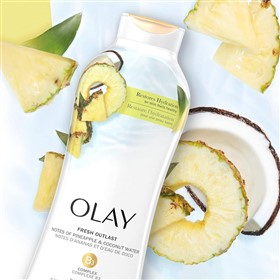 شامپو بدن روشن کننده آناناس و نارگیل اولی Olay Pineapple Coconut حجم 650 میلی لیتر