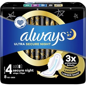 نوار بهداشتی آلویز اولترا ویژه شب Always Ultra Secure Night تعداد 8 عدد