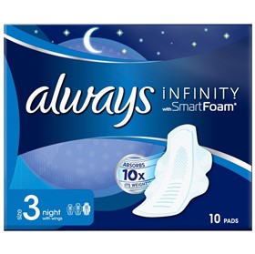 نوار بهداشتی آلویز اینفینیتی ویژه شب Always Infinity Smart Foam Night تعداد 10 عدد