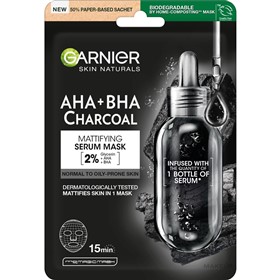 ماسک ورقه ای سم زدا و مات کننده صورت گارنیه Garnier AHA BHA Charcoal وزن 28 گرم