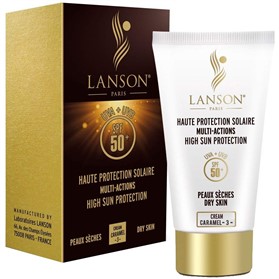 کرم ضدآفتاب لانسون SPF 50 رنگ کاراملی مخصوص پوست های خشک LANSON Multi Action