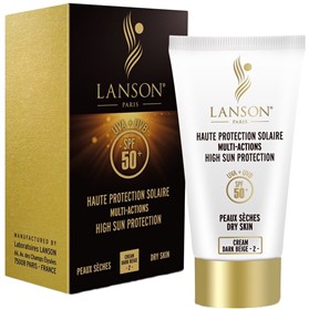 کرم ضدآفتاب لانسون SPF 50 رنگ بژ تیره مخصوص پوست های خشک LANSON Multi Action