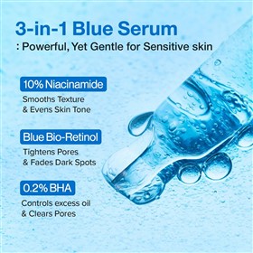 سرم کوچک کننده منافذ پوست نامبوزین بلو رتینول Numbuzin Blue Bio Retinol حجم 30 میلی لیتر