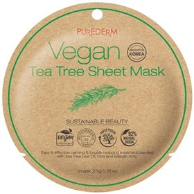 ماسک ورقه ای صورت درخت چای پیوردرم وگن Purederm Vegan Tea Tree