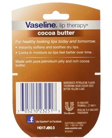 بالم مرطوب کننده لب وازلین حاوی کره کاکائو Vaseline Cocoa Butter وزن 7 گرم