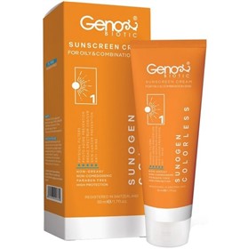 کرم ضدآفتاب بی رنگ پوست چرب ژنوبایوتیک سانوژن Geno Sunogen SPF50 حجم 50 میلی لیتر