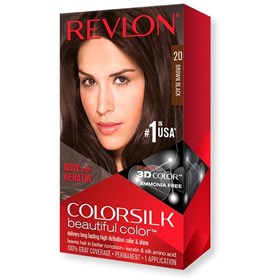 کیت رنگ موی بدون آمونیاک رولون شماره 20 مشکی قهوه ای Revlon Colorsilk