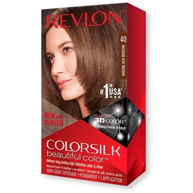 کیت رنگ موی بدون آمونیاک رولون شماره 40 قهوه ای خاکستری متوسط Revlon Colorsilk