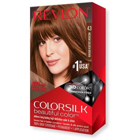 کیت رنگ موی بدون آمونیاک رولون شماره 43 قهوه ای طلایی متوسط Revlon Colorsilk