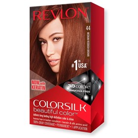 کیت رنگ موی بدون آمونیاک رولون شماره 44 قهوه ای سرخ متوسط Revlon Colorsilk