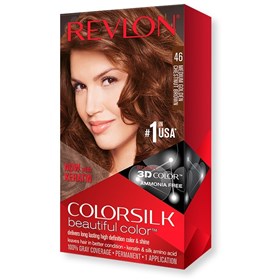 کیت رنگ موی بدون آمونیاک رولون شماره 46 قهوه ای فندقی طلایی متوسط Revlon Colorsilk