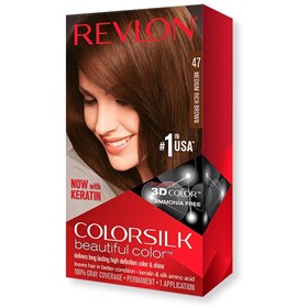 کیت رنگ موی بدون آمونیاک رولون شماره 47 قهوه ای کامل متوسط Revlon Colorsilk