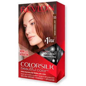 کیت رنگ موی بدون آمونیاک رولون شماره 55 قهوه ای سرخ روشن Revlon Colorsilk